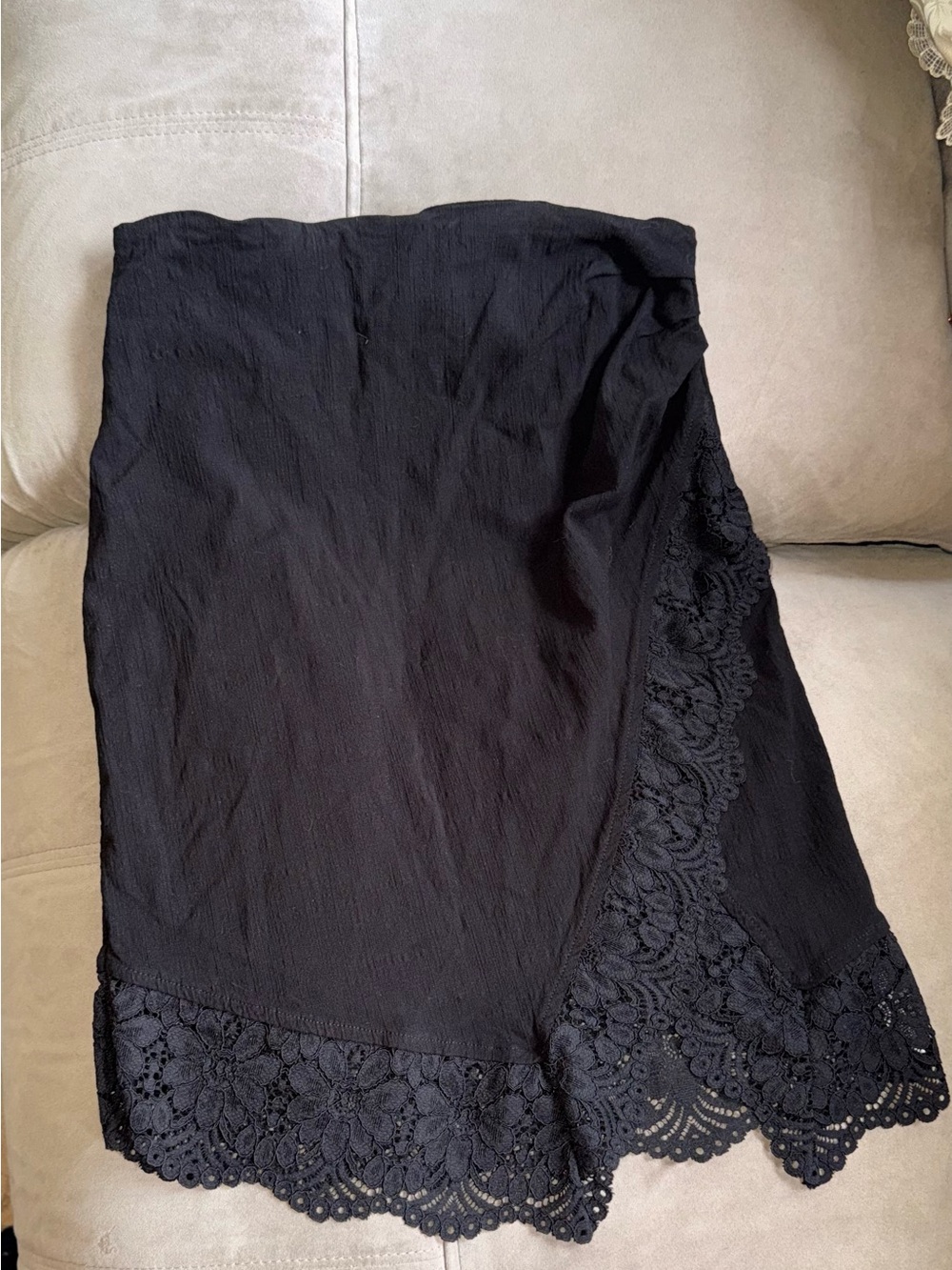 Free People Black Lace-Trim Slip Skirt